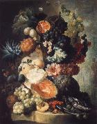 Jan van Os, Fruit,Flwers and a Fish